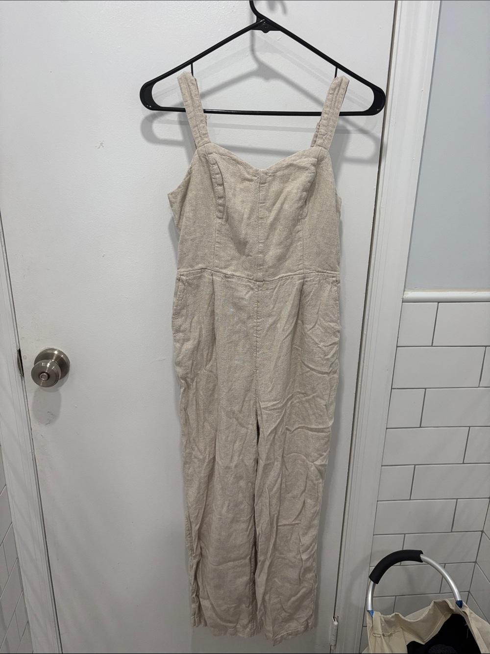 Old Navy Cream Linen-Blend Wide-Leg Jumpsuit